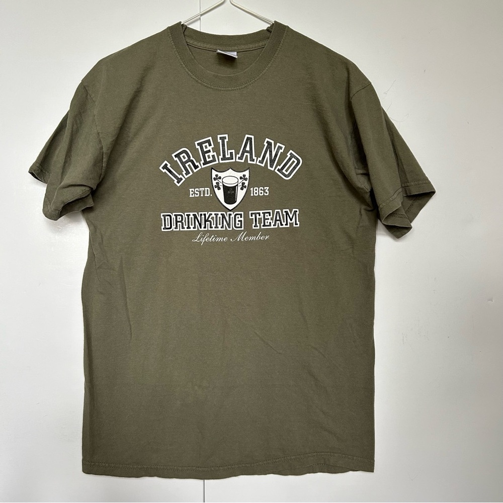 Green St. Patrick’s Day Green “Ireland Drinking Team” Beer T-Shirt Tee Top Sz S